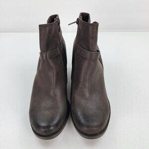 Baretraps Rylen Ankle Booties Women 9M Brown Zip Up Almond Toes Block Heel 2"